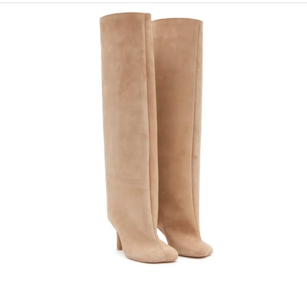 MM6 Maison Martin Margiela Tall Suede Over-The-Knee Boots in Tan